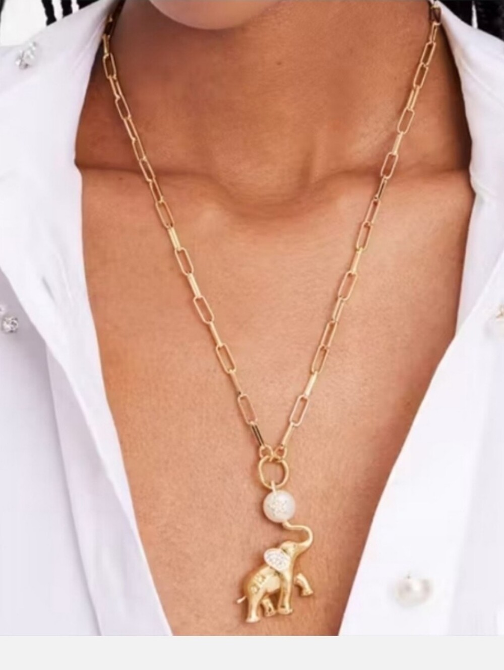 Kate Spade Winter Carnival Gold Elephant Pendant Chain Necklace - Women Jewelry